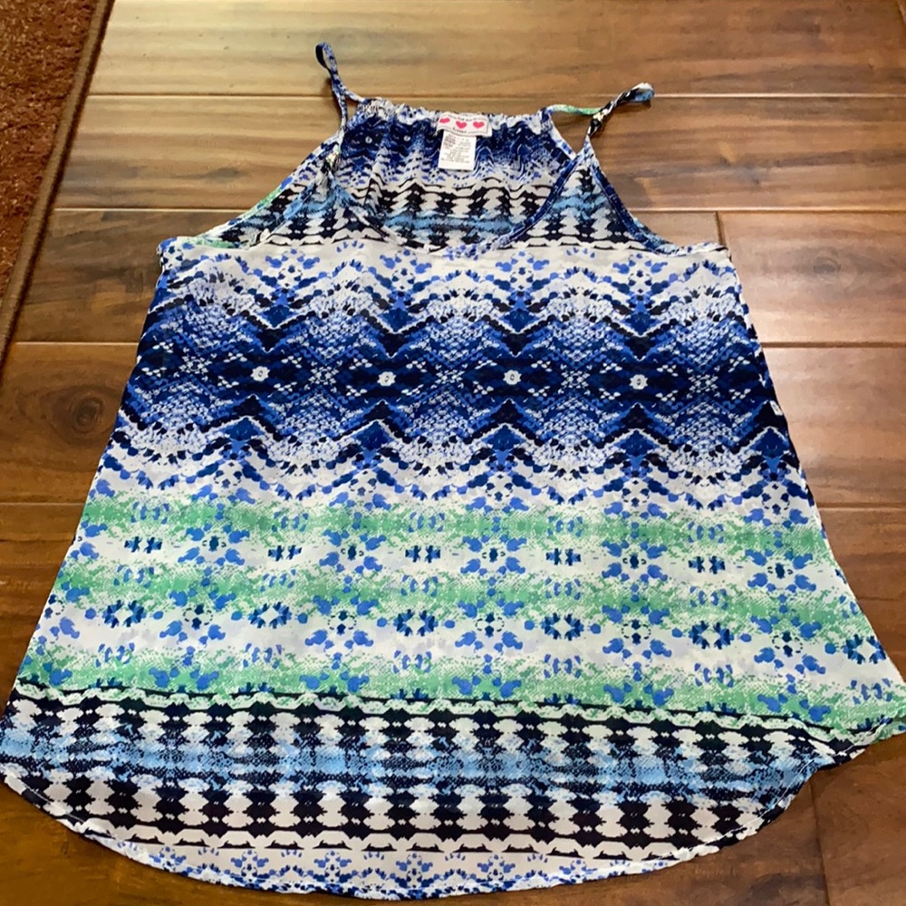 Women’s XS colorful patterned tank top, sheer